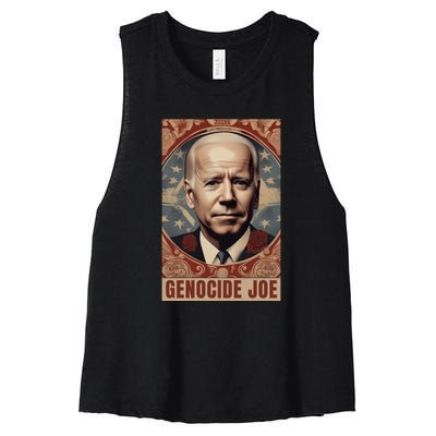 Genocide Joe Impeach Biden Palestine Gaza Women's Racerback Cropped Tank