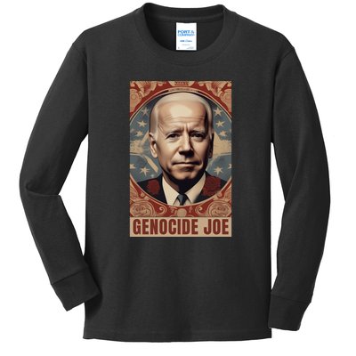 Genocide Joe Impeach Biden Palestine Gaza Kids Long Sleeve Shirt