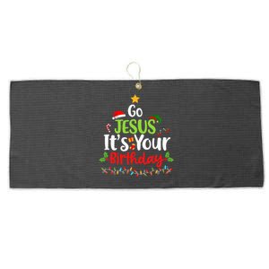 Go Jesus Its Your Birthday Funny Christmas Large Microfiber Waffle Golf Towel