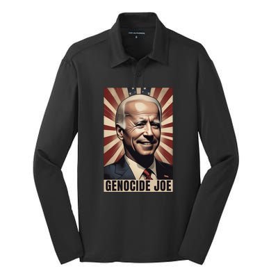 Genocide Joe Impeach Biden Palestine Gaza Silk Touch Performance Long Sleeve Polo