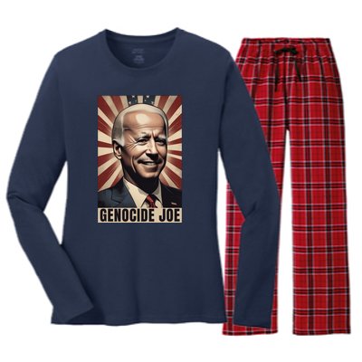 Genocide Joe Impeach Biden Palestine Gaza Women's Long Sleeve Flannel Pajama Set 