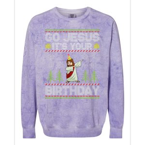 Go Jesus it's Your Birthday Ugly Christmas Sweater Colorblast Crewneck Sweatshirt