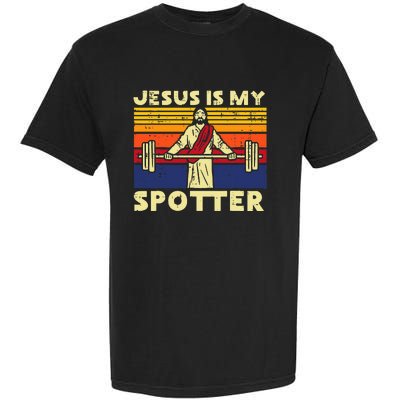 Gym Jesus Is My Spotter Christian Workout Lifting Garment-Dyed Heavyweight T-Shirt