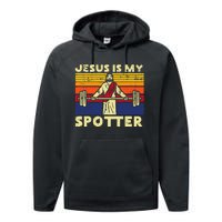 Gym Jesus Is My Spotter Christian Workout Lifting Performance Fleece Hoodie