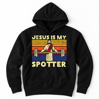 Gym Jesus Is My Spotter Christian Workout Lifting Hoodie