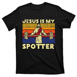 Gym Jesus Is My Spotter Christian Workout Lifting T-Shirt