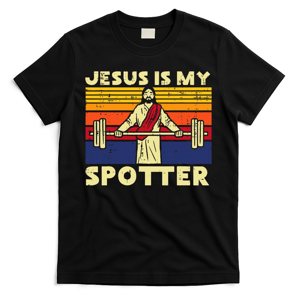 Gym Jesus Is My Spotter Christian Workout Lifting T-Shirt