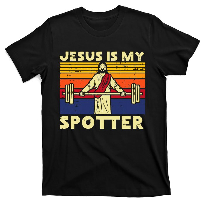 Gym Jesus Is My Spotter Christian Workout Lifting T-Shirt