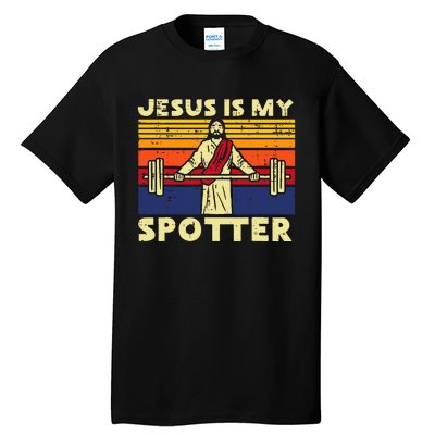 Gym Jesus Is My Spotter Christian Workout Lifting Tall T-Shirt