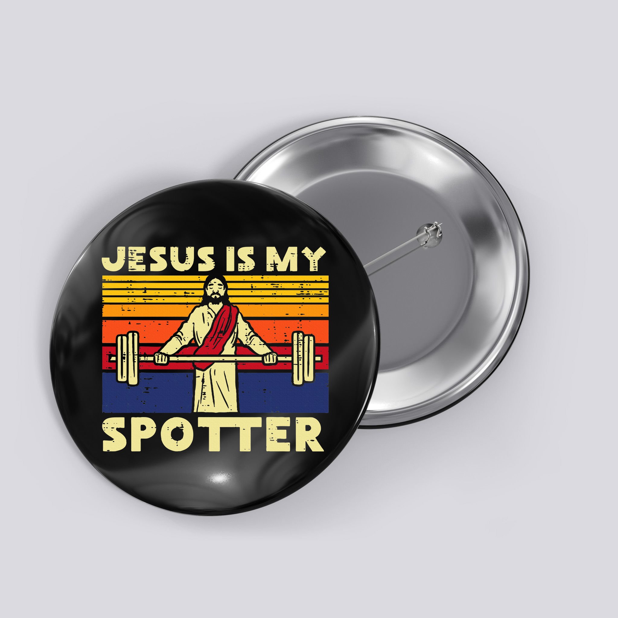 Gym Jesus Is My Spotter Christian Workout Lifting Button