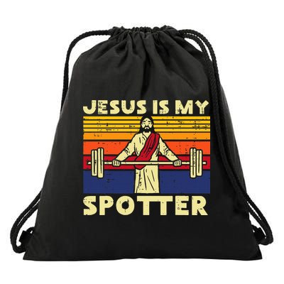 Gym Jesus Is My Spotter Christian Workout Lifting Drawstring Bag