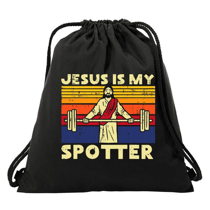 Gym Jesus Is My Spotter Christian Workout Lifting Drawstring Bag
