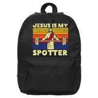 Gym Jesus Is My Spotter Christian Workout Lifting 16 in Basic Backpack