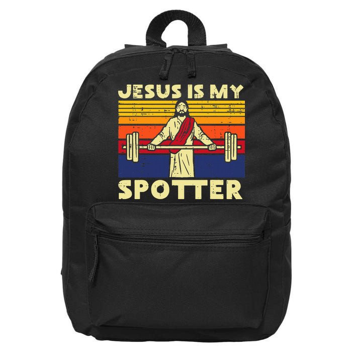 Gym Jesus Is My Spotter Christian Workout Lifting 16 in Basic Backpack