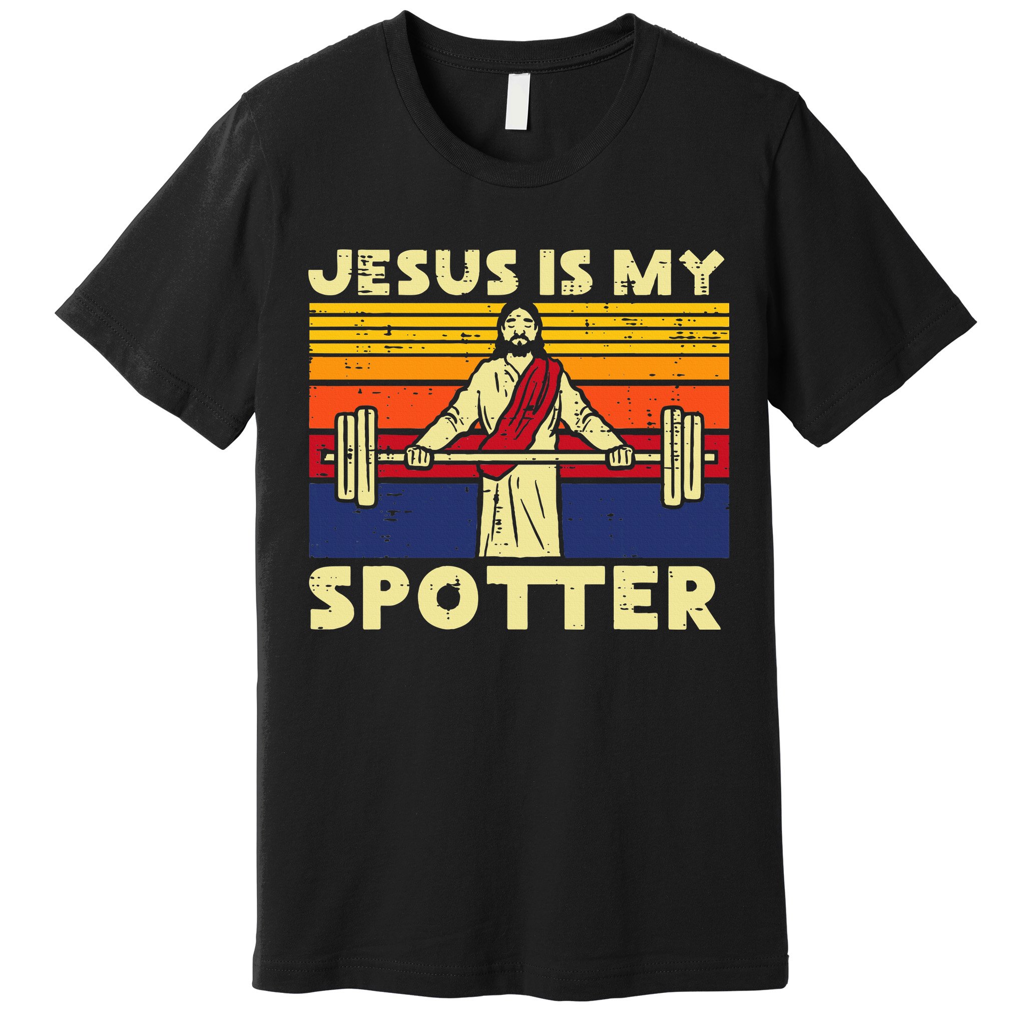 Gym Jesus Is My Spotter Christian Workout Lifting Premium T-Shirt