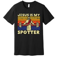 Gym Jesus Is My Spotter Christian Workout Lifting Premium T-Shirt