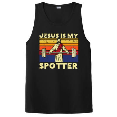 Gym Jesus Is My Spotter Christian Workout Lifting PosiCharge Competitor Tank