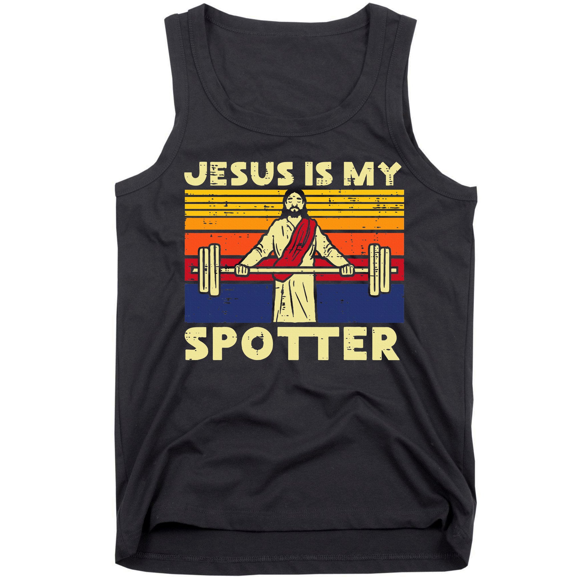 Gym Jesus Is My Spotter Christian Workout Lifting Tank Top