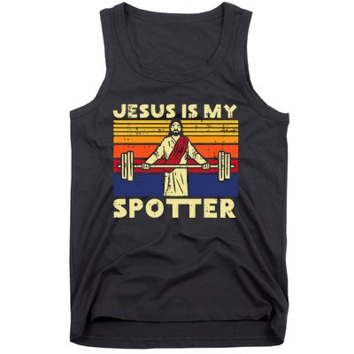 Gym Jesus Is My Spotter Christian Workout Lifting Tank Top