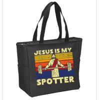 Gym Jesus Is My Spotter Christian Workout Lifting Zip Tote Bag