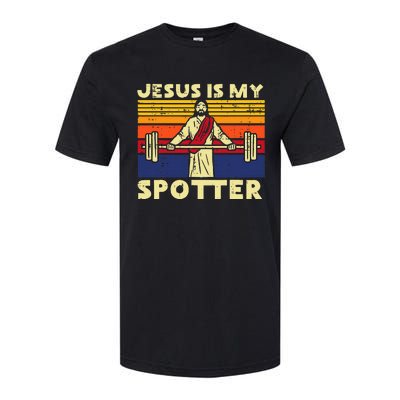 Gym Jesus Is My Spotter Christian Workout Lifting Softstyle CVC T-Shirt