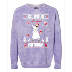 Go Jesus ItS Your Birthday Funny Christian Ugly Christmas Colorblast Crewneck Sweatshirt