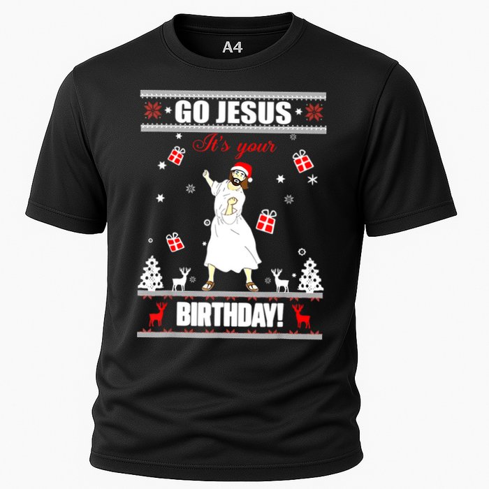 Go Jesus ItS Your Birthday Funny Christian Ugly Christmas Cooling Performance Crew T-Shirt