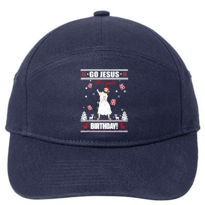 Go Jesus ItS Your Birthday Funny Christian Ugly Christmas 7-Panel Snapback Hat