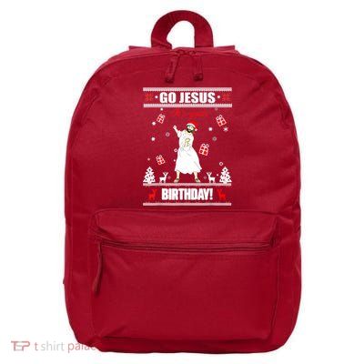 Go Jesus ItS Your Birthday Funny Christian Ugly Christmas 16 in Basic Backpack