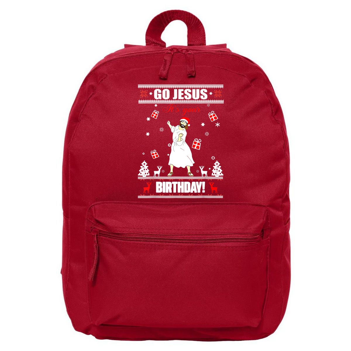Go Jesus ItS Your Birthday Funny Christian Ugly Christmas 16 in Basic Backpack