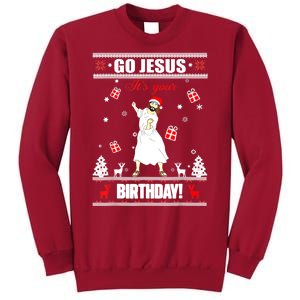 Go Jesus ItS Your Birthday Funny Christian Ugly Christmas Tall Sweatshirt