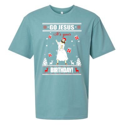 Go Jesus ItS Your Birthday Funny Christian Ugly Christmas Sueded Cloud Jersey T-Shirt