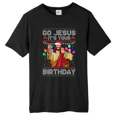 Go Jesus ItS Your Birthday Ugly Christmas Sweater Funny Tall Fusion ChromaSoft Performance T-Shirt