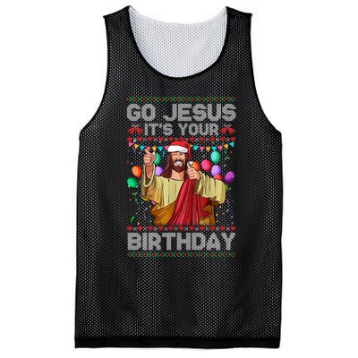 Go Jesus ItS Your Birthday Ugly Christmas Sweater Funny Mesh Reversible Basketball Jersey Tank