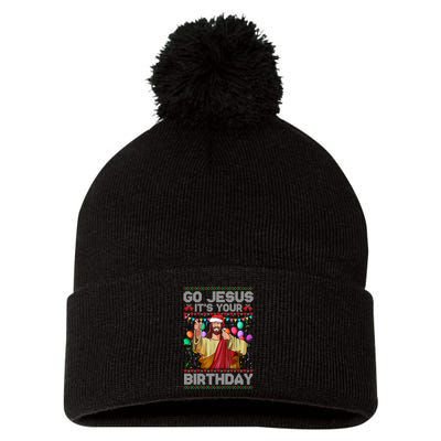 Go Jesus ItS Your Birthday Ugly Christmas Sweater Funny Pom Pom 12in Knit Beanie