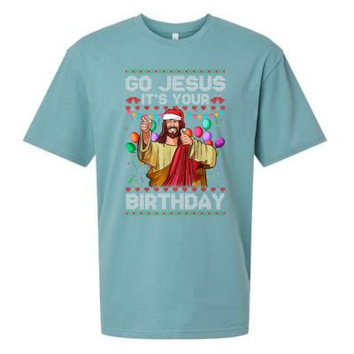 Go Jesus ItS Your Birthday Ugly Christmas Sweater Funny Sueded Cloud Jersey T-Shirt