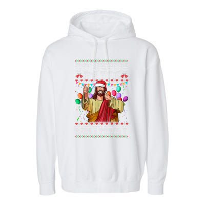 Go Jesus ItS Your Birthday Ugly Christmas Sweater Funny Garment-Dyed Fleece Hoodie