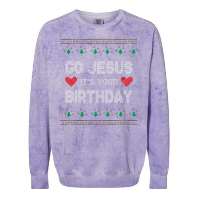 Go Jesus It's Your Birthday Ugly Christmas Party Colorblast Crewneck Sweatshirt