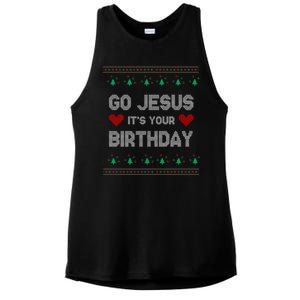 Go Jesus It's Your Birthday Ugly Christmas Party Ladies PosiCharge Tri-Blend Wicking Tank