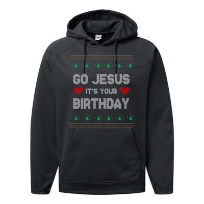 Go Jesus It's Your Birthday Ugly Christmas Party Performance Fleece Hoodie