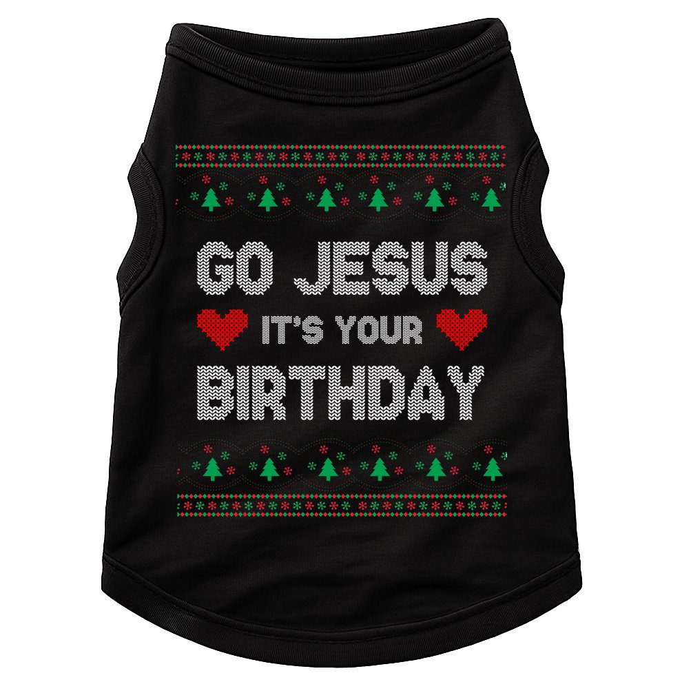 Go Jesus It's Your Birthday Ugly Christmas Party Doggie Tank