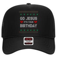 Go Jesus It's Your Birthday Ugly Christmas Party High Crown Mesh Back Trucker Hat