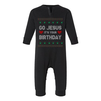 Go Jesus It's Your Birthday Ugly Christmas Party Infant Fleece One Piece