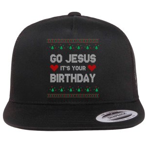 Go Jesus It's Your Birthday Ugly Christmas Party Flat Bill Trucker Hat