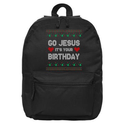 Go Jesus It's Your Birthday Ugly Christmas Party 16 in Basic Backpack