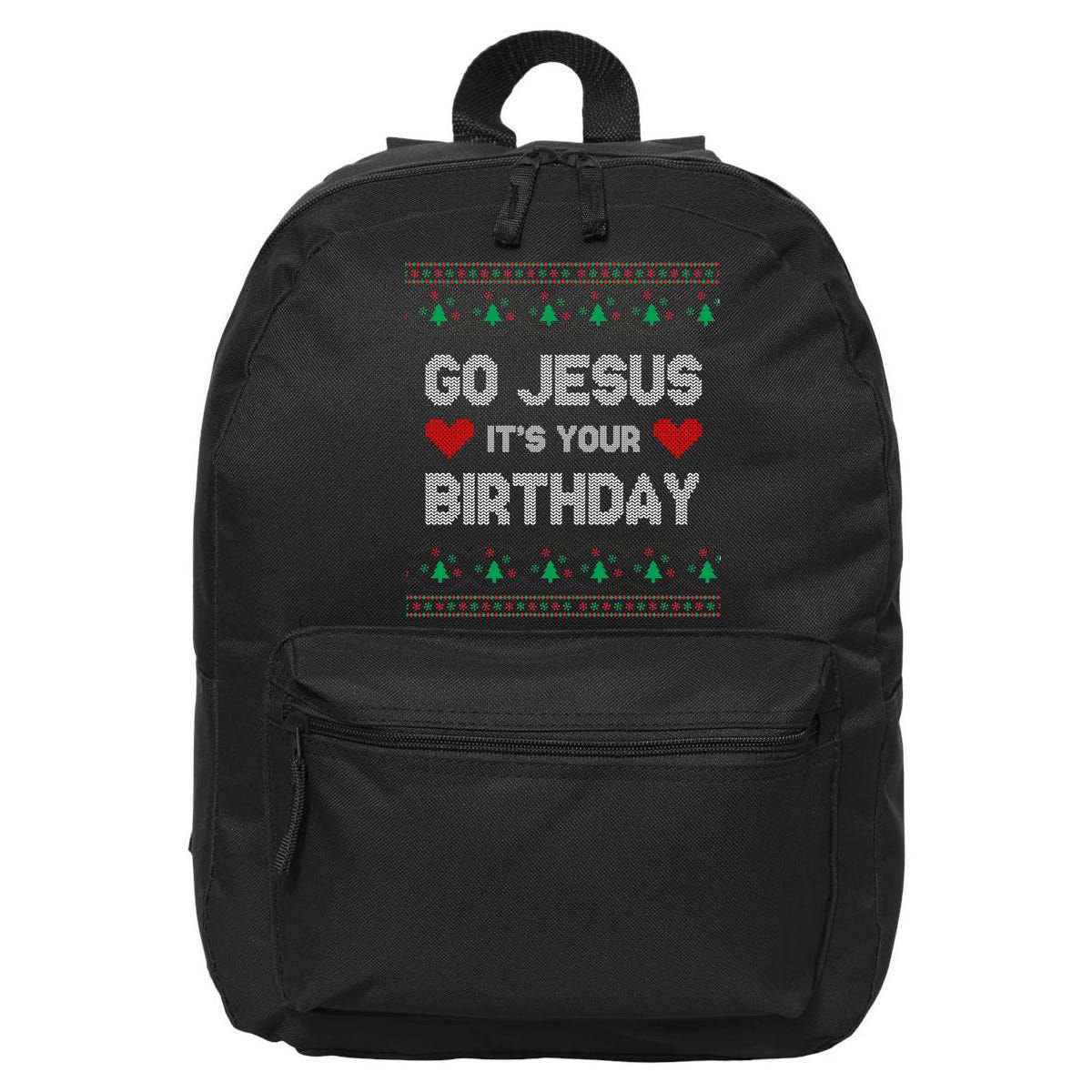 Go Jesus It's Your Birthday Ugly Christmas Party 16 in Basic Backpack