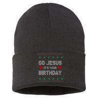 Go Jesus It's Your Birthday Ugly Christmas Party Sustainable Knit Beanie