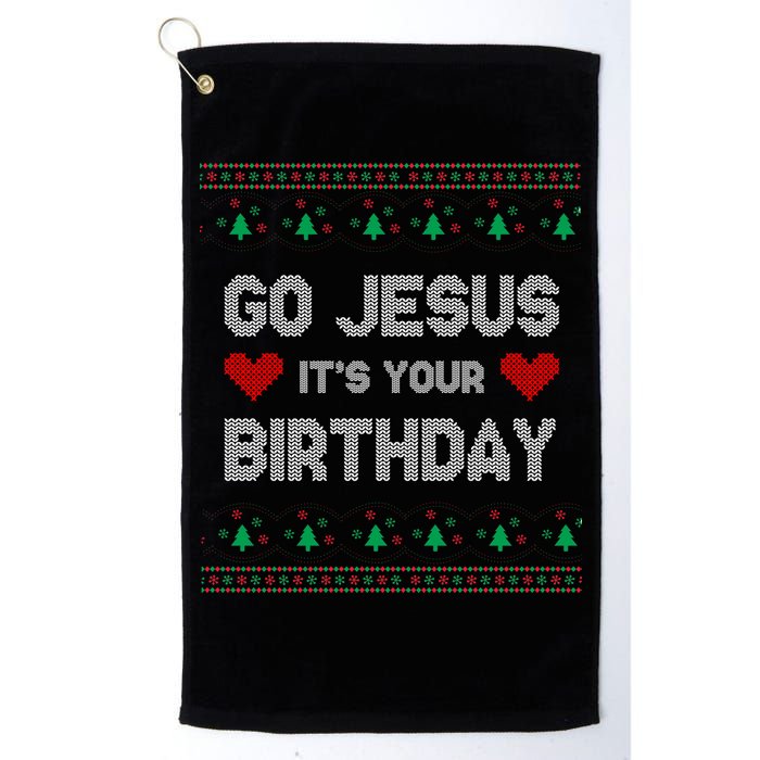 Go Jesus It's Your Birthday Ugly Christmas Party Golf Towel