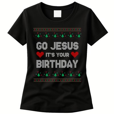 Go Jesus It's Your Birthday Ugly Christmas Party Womens T-Shirt