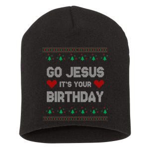 Go Jesus It's Your Birthday Ugly Christmas Party Short Acrylic Beanie